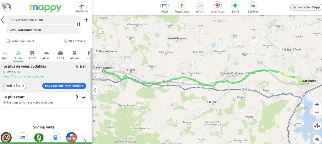 Mappy itinéraire en vélo